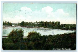 1908 Grass and River Scene, The Eddy, Skowhegan Maine ME Posted Antique Postcard