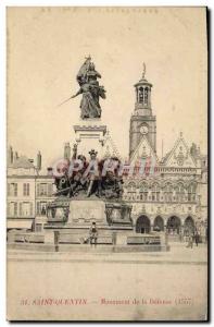 Old Postcard Saint Quentin Monument of Defense