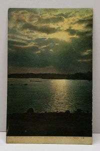Moonlight on the Wabash near Forr Harrison, Terra Haute Indiana Postcard F15