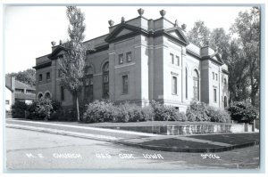 c1950's ME Church Scene Street Red Oak Iowa IA RPPC Photo Vintage Postcard