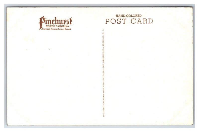 Deer Park Pinehurst NC UNP Hand Colored Albertype Postcard W17