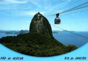 VINTAGE CONTINENTAL SIZE POSTCARD RIO DE JANEIRO CABLE CAR