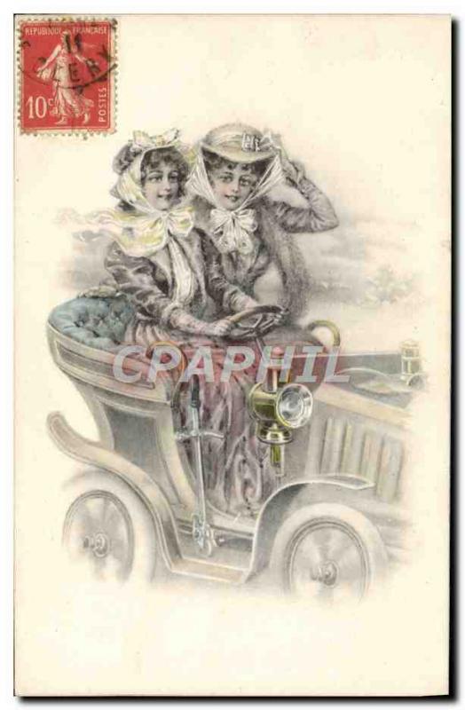 Old Postcard Fancy Automotive Women