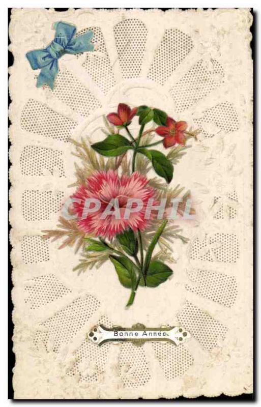 Old Postcard Fancy Embroidery Flowers