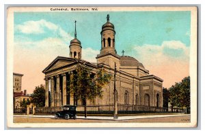 Postcard MD Cathedral Baltimore Maryland Vintage Standard View Card Old Car 