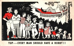 Vintage Postcard 1956 Yup Every Man Should Have a Hobby! G.A. Devery Comic