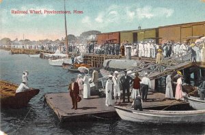 Provincetown Massachusetts birds-eye view Railroad Wharf antique pc DD3167 