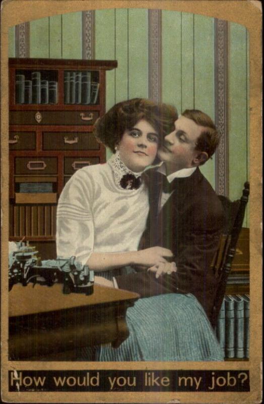 Boss Secretary Office Romance Typewriter Desks etc c1910 Postcard #20