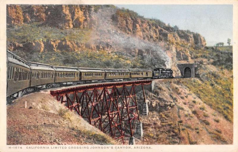 Johnsons Canyon Arizona California Limited Crossing Antique Postcard K54307