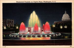 Illuminated Fountain on Capitol Plaza Washington DC Postcard PC91