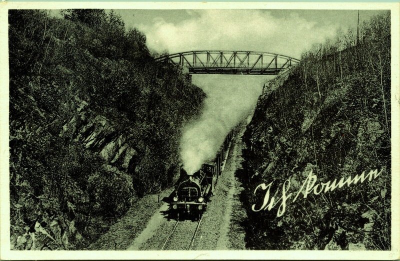 RPPC Train on Tracks Bridge Ludwig Erne Bad Kissingen Real Photo Postcard