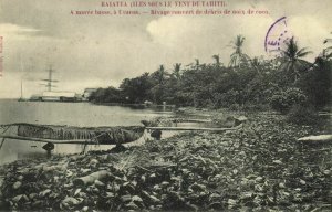 french polynesia, RAIATEA UTUROA, Convert Shoreline of Coconut Debris (1907)
