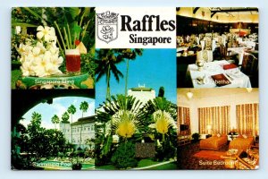 Raffles Hotel restaurant interior multiview SINGAPORE 4x6 Chrome Postcard