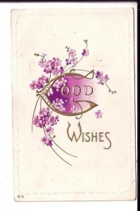 Good Wishes, Embossed, Purple Flowers