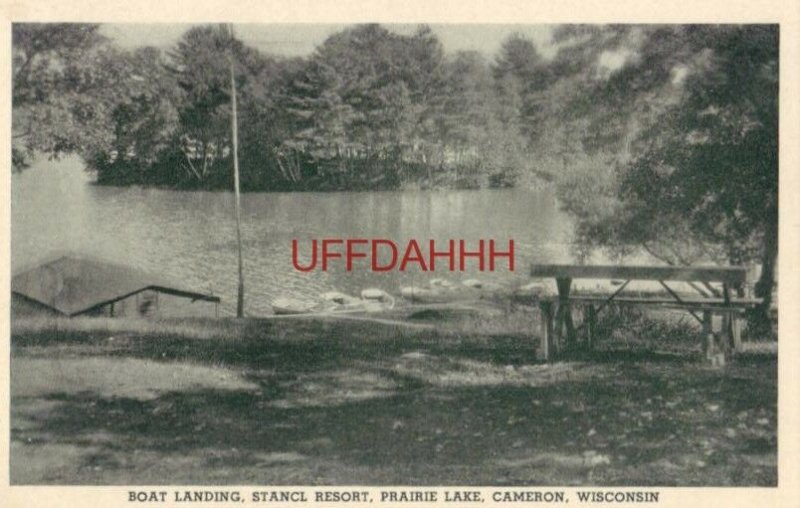 BOAT LANDING, STANCL RESORT, PRAIRIE LAKE, CAMERON, WI