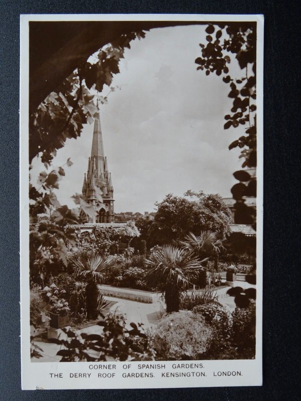 London KENSINGTON The Derry Roof Gardens CORNER OF SPANISH GARDENS U 1950s RP PC