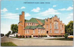 First Mennonite Church Bernie Indiana IN Parish Religious Building Postcard