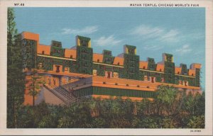 Postcard Mayan Temple Chicago World's Fair Chicago IL 1933