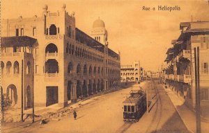 Egypt Rue a Heliopolis Street Tram vintage postcard