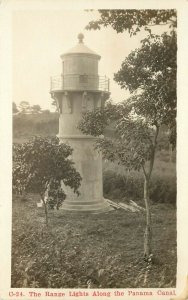 c1910 RPPC Postcard C-24; The Range Lights along the the Panama Canal unposted