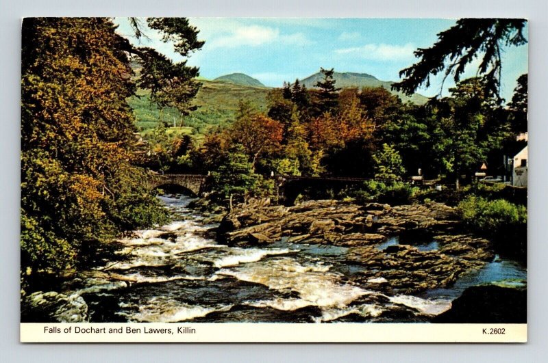 Falls Dochart Ben Lawers Killin Bridge River Mountains Postcard UNP VTG Unused 