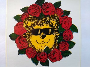 Grateful Dead Car Window Decal Groovy Bear in a Wreath of Roses Original 1992