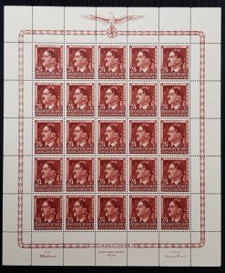 GERMAN THIRD REICH GENERAL GOVERNMENT OCC ADOLF HITLER SHEET 24Gr +1ZL 1944 MNH