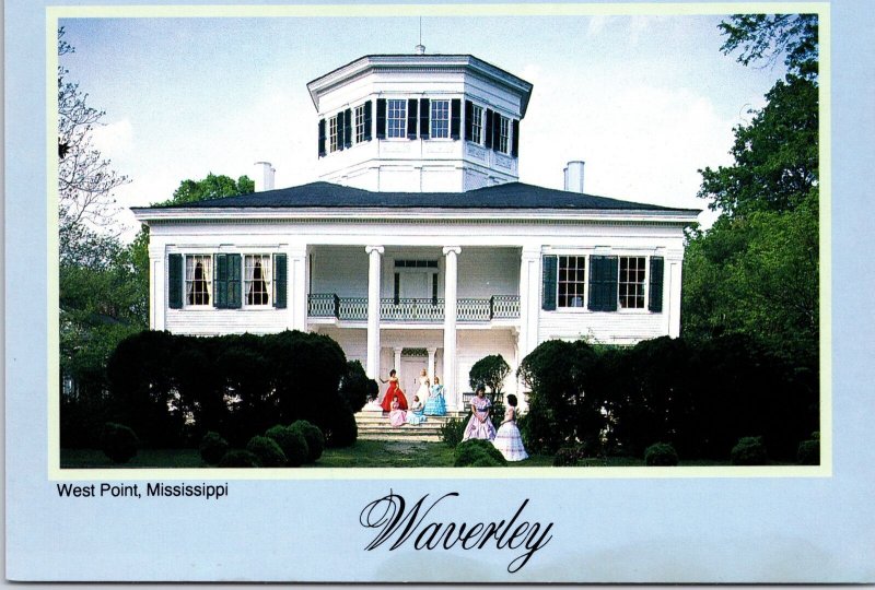 VINTAGE CONTINENTAL SIZE POSTCARD WAVERLEY HOUSE AT WEST POINT MISSISSIPPI