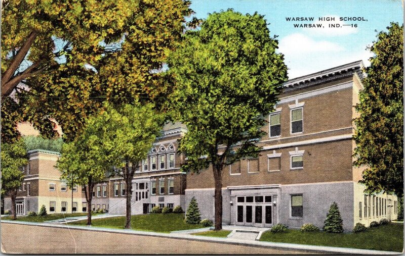 Warsaw High School Indiana IN Postcard VTG UNP EC Kropp Vintage Unused  