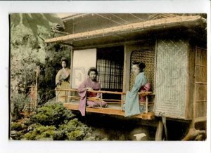 271275 JAPAN Geisha girls on balcony Vintage tinted postcard