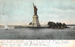 Statue of Liberty New York City, USA 1907 writing on front