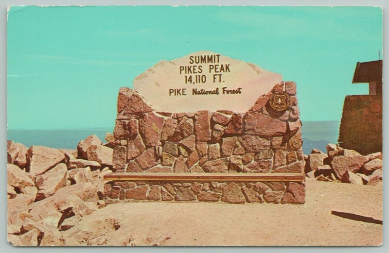 Pike Natl Forest Colorado~Summit of Pikes Peak~Standard Chrome Postcard