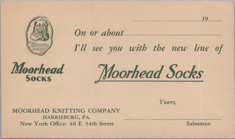 Advertising Postcard Moorhead Socks Harrisburg PA