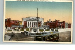 Boston MA Hospital Trolley St Scene c1910 Postcard