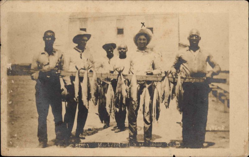 Sabine Texas TX Mackerel Fishing Black Americana Integration? c1913 RP Postcard