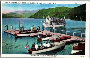 Doris Landing, George and Bliss Boat Line Lake Placid NY Vintage Postcard T23