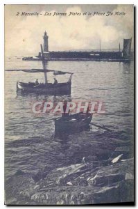 Old Postcard Marseilles Pierres Plates and Lighthouse St. Mary