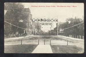 GREAT FALLS MONTANA DOWNTOWN CENTRAL STREET SCENE VINTAGE POSTCARD