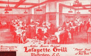 Vintage Postcard Arthur Bauer's Orig. Lafayette Grill Walterboro South Carolina