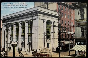 Vintage Postcard 1913 Corner Main & Granby Streets, Norfolk, Virginia (VA)