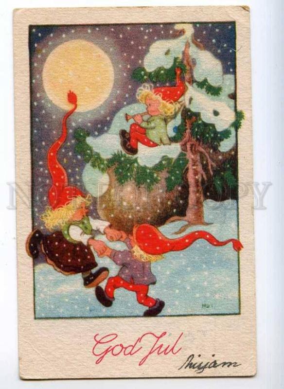 245450 CHRISTMAS X-mas GNOME Dancing MOON Vintage PC