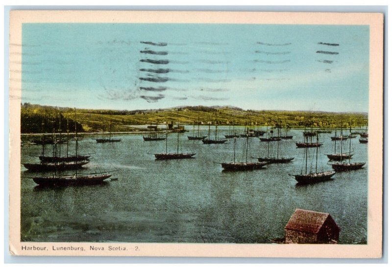 1959 Boats at Harbour Lunenburg Nova Scotia Canada Vintage Postcard