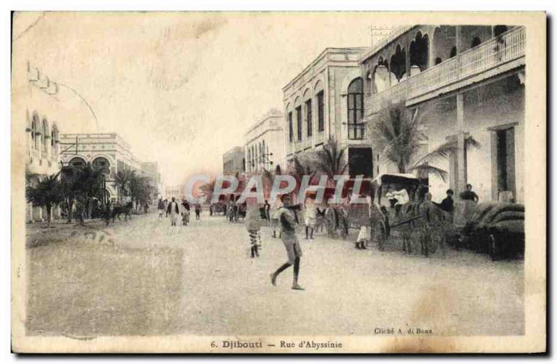 VINTAGE POSTCARD Djibouti Rue of Abyssinie Dimensions sSomal