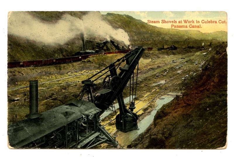 Panama - Canal Zone. Culebra Cut, Steam Shovels at Work