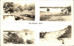 Big Rapids Michigan MI Landmarks Real Photo Vintage Postcard