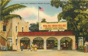 Florida Miami Musa Isle 1940s Seminole Indian Colorpicture Postcard 22-3898