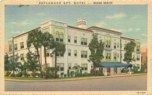 Florida Miami Beach 1973 Esplanade Apartment Hotel Teich linen Postcard 22-4338