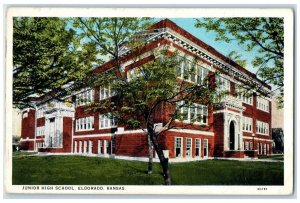 c1936 Junior High School Exterior Building Eldorado Kansas KS Vintage Postcard