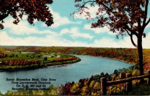 Indiana Horseshoe Bend On Ohio River From Leavenworth Overlook Curteich