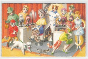 Cats Hair Salon Mainzer Belgium #4982 Vintage Fantasy Anthropomorphic Postcard